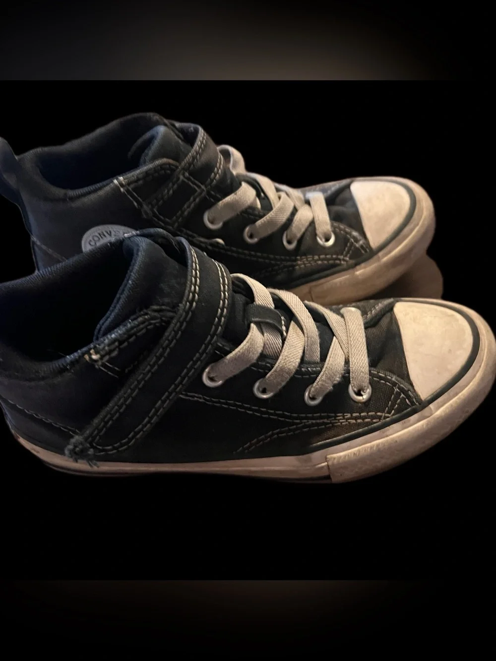 Kids Black Canvas High-Top Sneakers - Classic Casual Style kids size